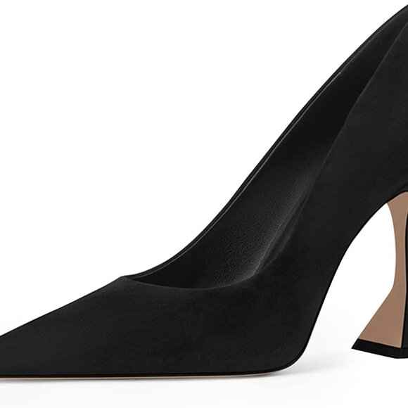Women Pointed Toe Slip On Pumps Vegan Synthetic Leather High Heel for Party - Picture 1 of 5
